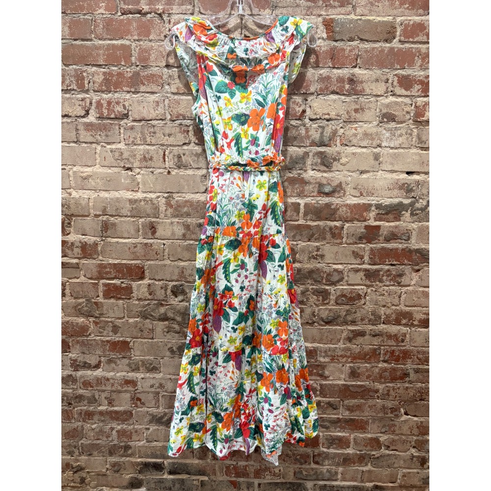 J.Crew Ratti Island Botanical Ruffle Front Maxi Dress Floral Size 6 AK625 - Picture 8 of 8
